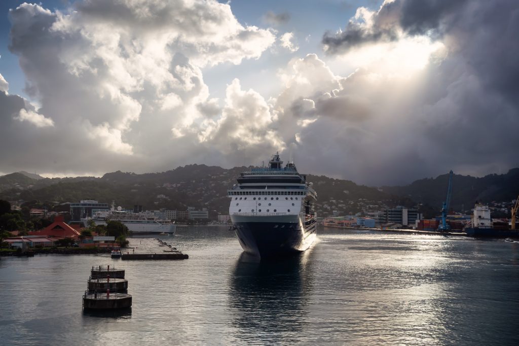 Castries, Saint Lucia. View of a Big Luxurious Cruise Ships