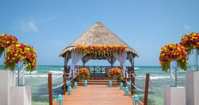 Wedding gazebo near the beach. Wedding in Caribbean. Wedding gazebo in Mexico