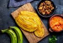 COLOMBIAN CARIBBEAN CENTRAL AMERICAN FOOD. Patacon or toston, fried and flattened whole green