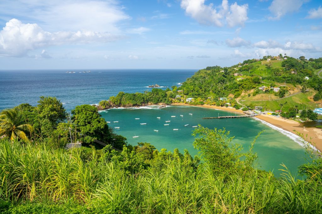 Landscape of the Parlatuvier bay surrounded by the sea under the sunlight in Trinidad and Tobago