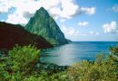 Scenic landscape view of the Petit Piton in Saint Lucia.