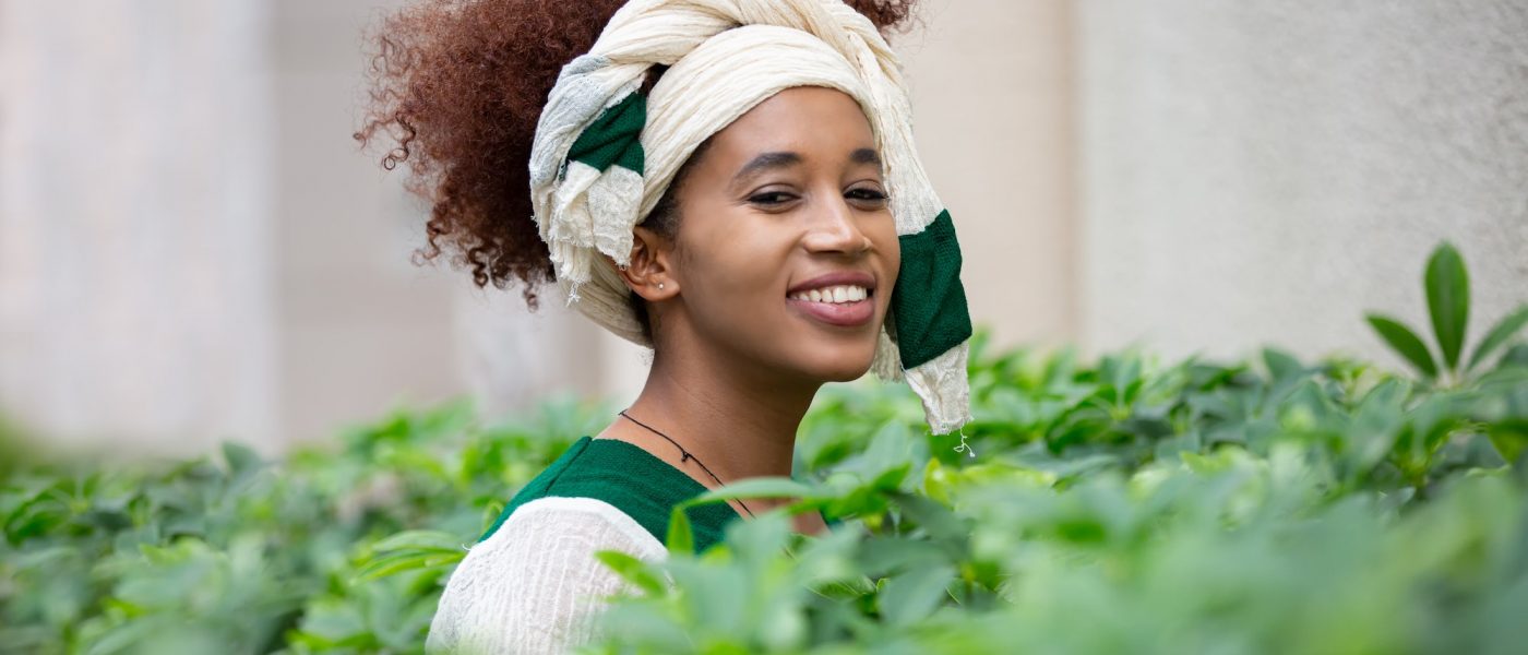 Portrait woman on Jamaica costume.