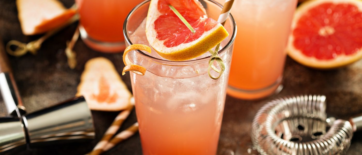 Grapefruit cocktail in tall glasses
