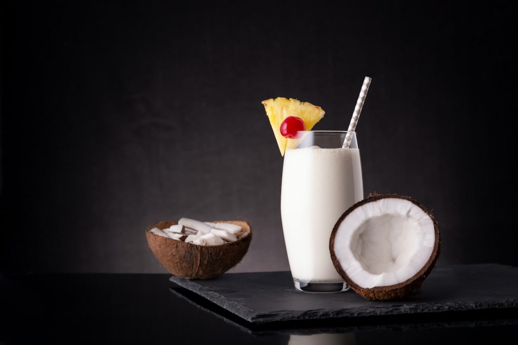 Pina Colada Cocktail and fresh coconut