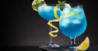 Two blue lagoon cocktails
