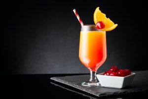 Cold tequila sunrise cocktail