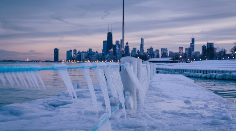 Frozen Michigan lake in Chicago.
