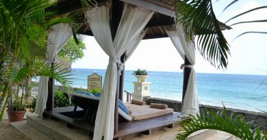 A private cabana for overlooking the Caribbean ocean sea. Luxury resort lifestyle.