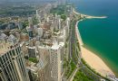 Chicago skyline aerial view