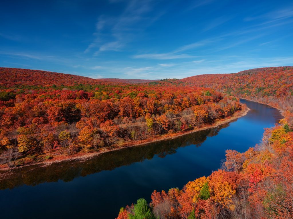 Delaware river during autumn