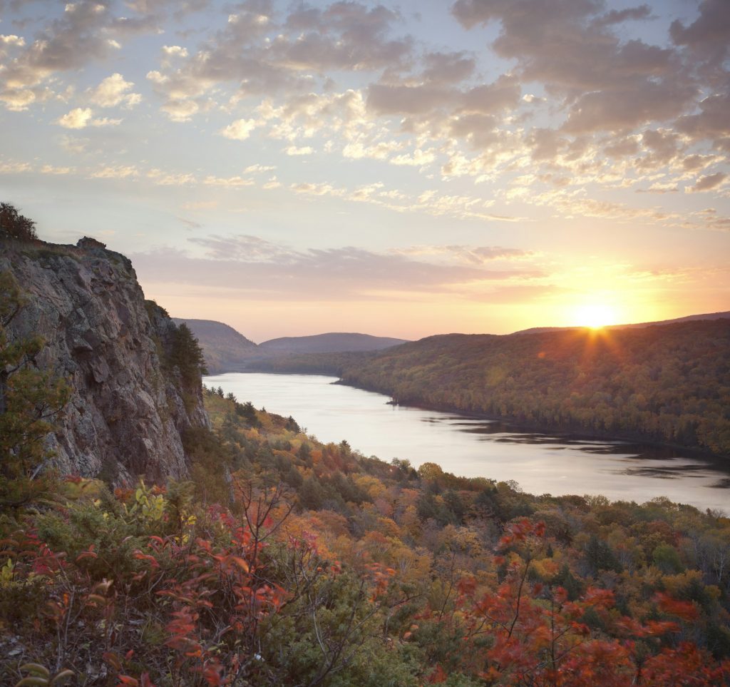 Lake of the Clouds in Michigan in Fall Color at Sunrise