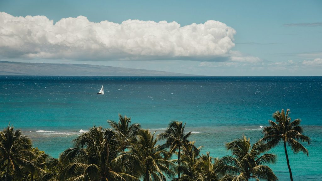 Sailboat on the ocean in Maui, Hawaii