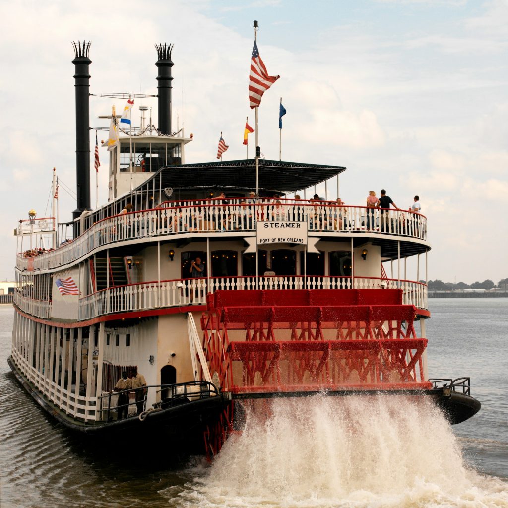 Tourists on a Paddle Steamer on the Mississippi River at New Orleans in Louisiana in the United