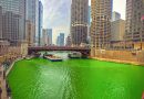 Chicago river dyed Green on st. patricks day